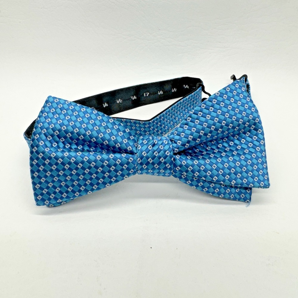 Countess Mara Bow Tie Mens OS Blue Geometric Grid Formal Wedding Preppy Dapper‎